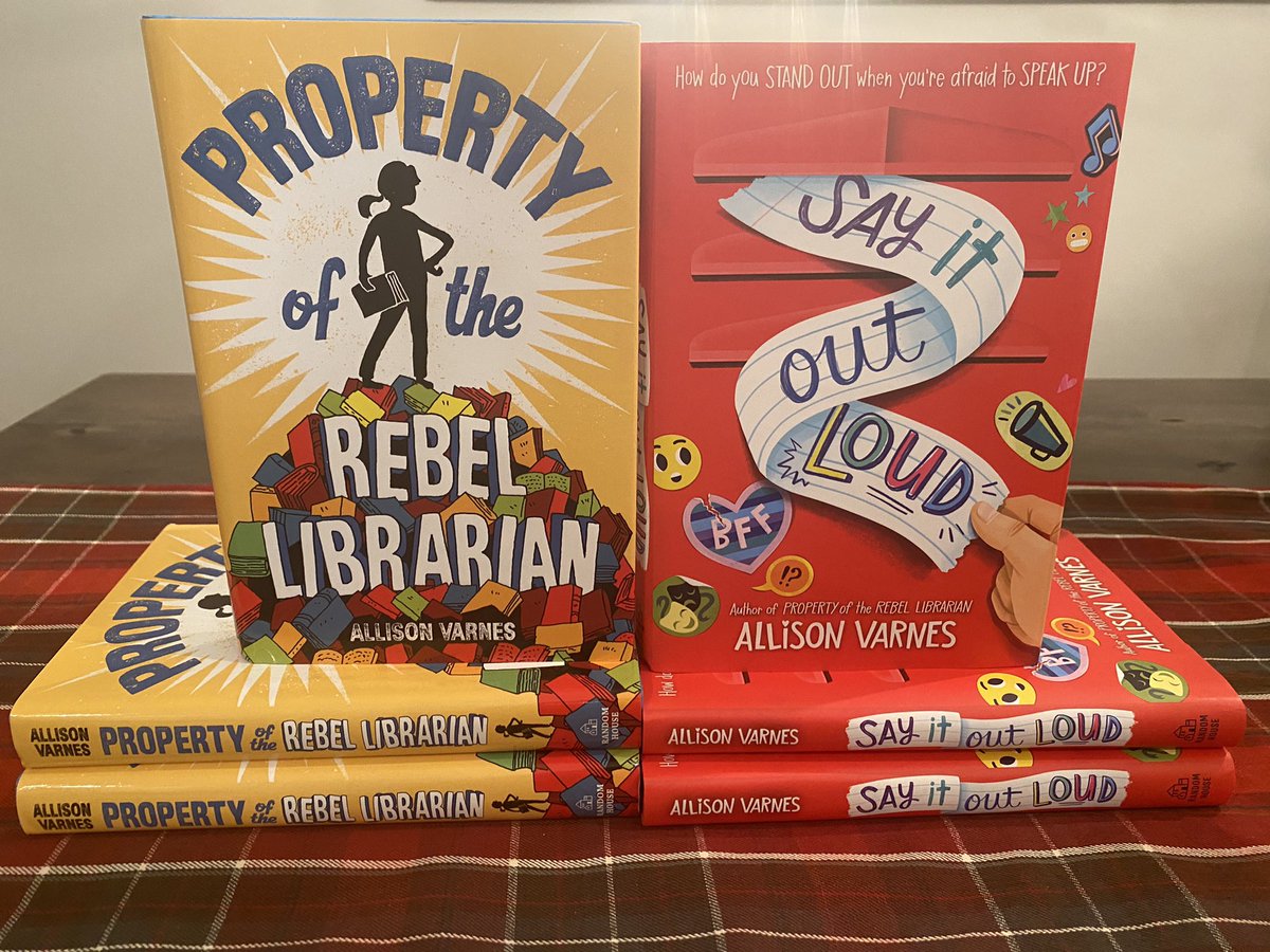 allisonvarnes's tweet photo. ✨It’s a #MG #GIVEAWAY for #teachers &amp; #librarians! ✨ Three winners will receive a SIGNED 2-book set of PROPERTY OF THE REBEL LIBRARIAN &amp; SAY IT OUT LOUD. Follow &amp; RT by 12/17 for a chance to win. Tag friends for extra entries! US only. #mglit #kidlit #kidsneedbooks #BookTwitter https://t.co/cFYfavIrod