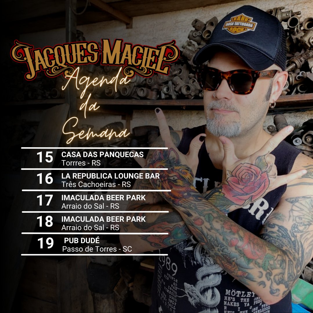 Rosa_Tattooada's tweet photo. Nesta semana, Jacques Maciel em mini tour pelo litoral gaúcho e catarinense! https://t.co/4KTxhPSSj1