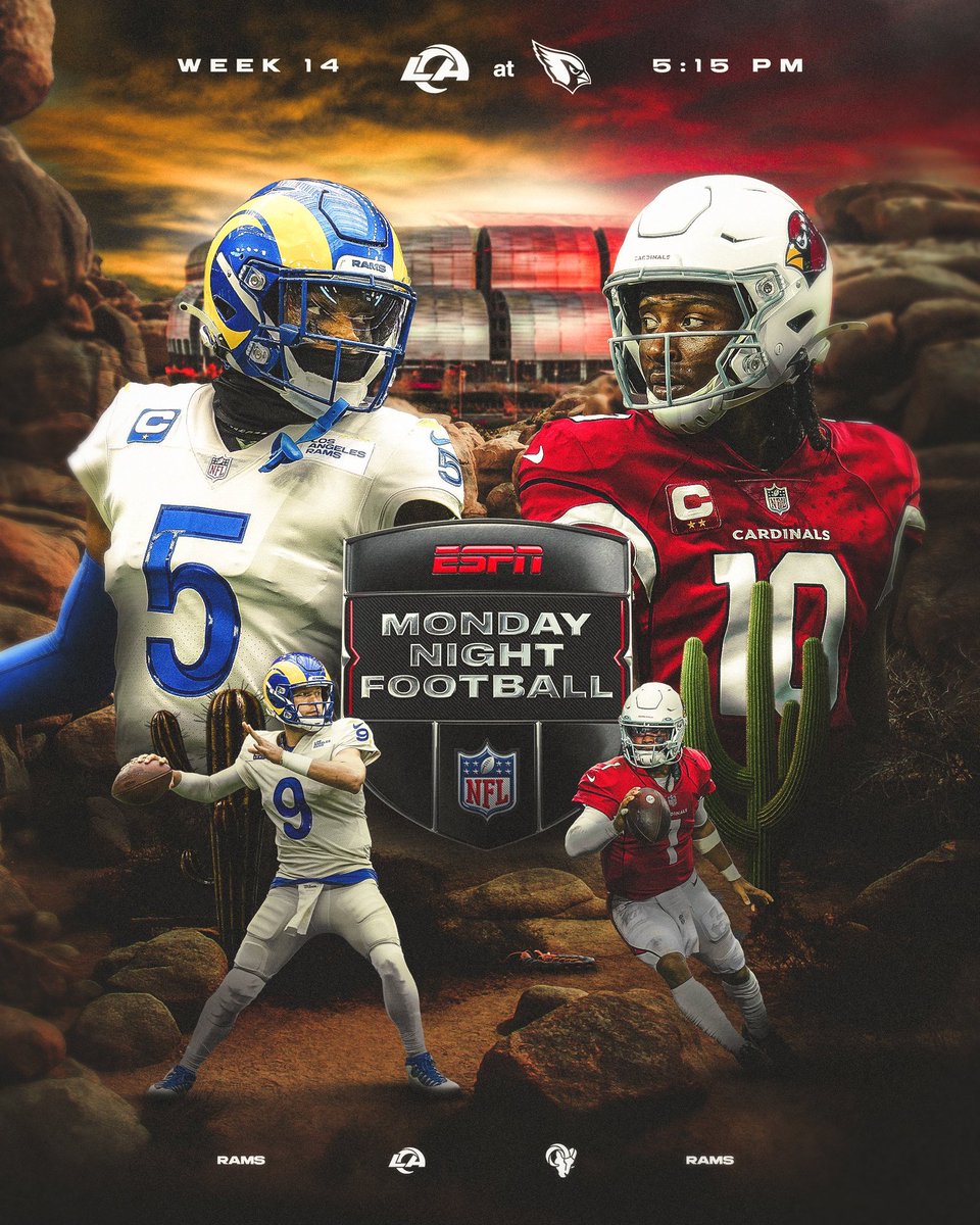 RamsUniTracker's tweet photo. Bone uniforms in the desert for MNF https://t.co/t1WHAkVTku