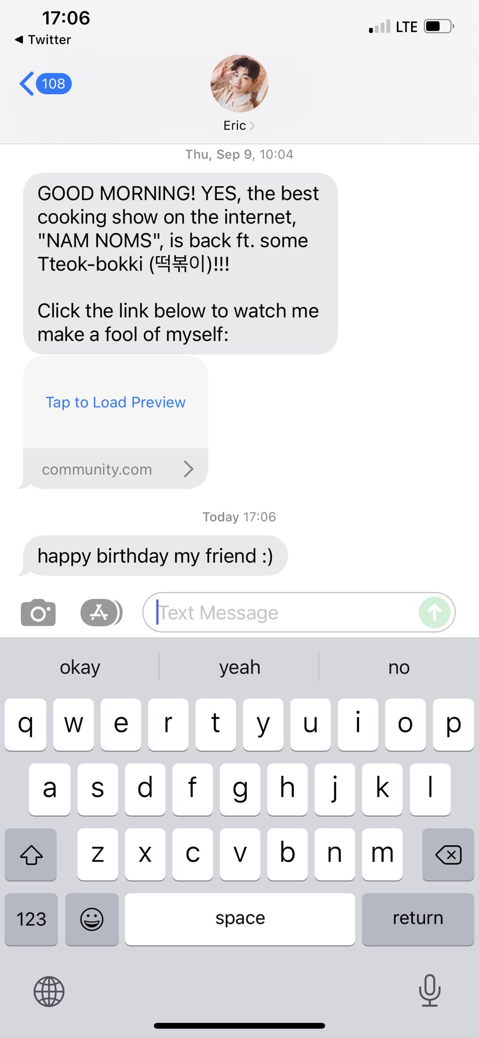 Not eric nam telling me happy birthday ????! i love you ?? 