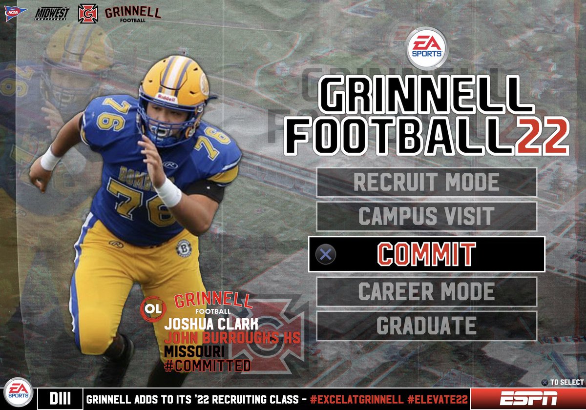 JoshuaClark76 (@joshuaclark76) on Twitter photo I am excited to announce my verbal commitment to further my athletic and academic career at Grinnell College! Thank you to my coaches, <a href="/HFCBarnes/">Brent Barnes</a>, @CoachV_GC, <a href="/JHMerrittJr/">John Merritt 🏈</a> , and to my friends and family, who have helped me get to where I am today! Go Pioneers! I am excited to announce my verbal commitment to further my athletic and academic career at Grinnell College! Thank you to my coaches, <a href="/HFCBarnes/">Brent Barnes</a>, @CoachV_GC, <a href="/JHMerrittJr/">John Merritt 🏈</a> , and to my friends and family, who have helped me get to where I am today! Go Pioneers!
