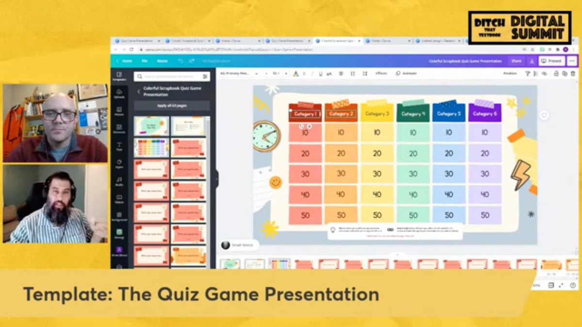 DitchThatTxtbk's tweet photo. Did you know that you can play a Jeopardy style game with your class inside of @Canva?!
@MrNunesteach shows you how to do that and more in our #DitchSummit Spotlight Sponsor session:
Engaging Visual Learning Ideas with Canva
Get your free ticket π at https://t.co/P9Zhzkj3Nr https://t.co/QkypscbPKq