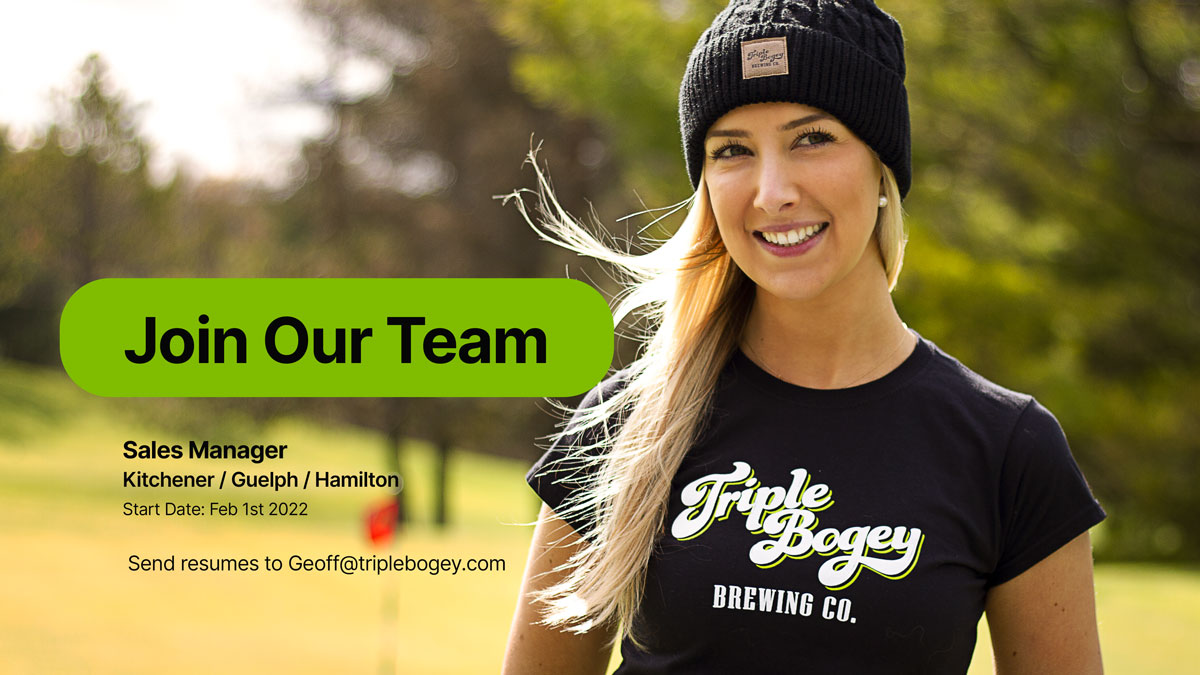 JOIN OUR TEAM:
Sales Manager -->Kitchener / Guelph / Hamilton 
Start Date: Feb 1st 2022   
Please send resumes to Geoff@triplebogey.com 
  Thanks in advance to all who apply.