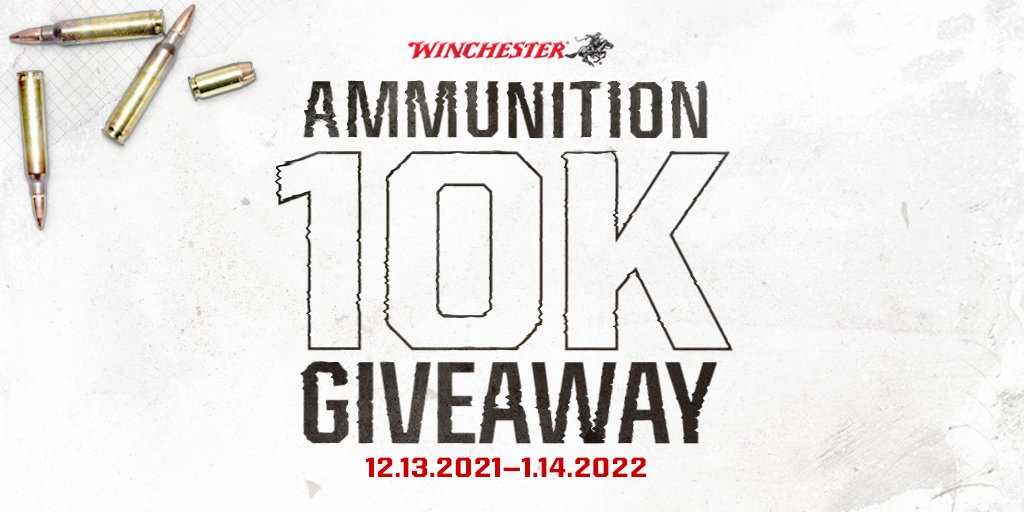 It’s our biggest giveaway ever — the Winchester Ammunition 10K Giveaway! 12-13 to 1-14, we’ll give away a case of ammo daily. Plus, one lucky winner will get 10K rounds! To enter and for official rules: bit.ly/3oPXMG8 #WinWithWIN