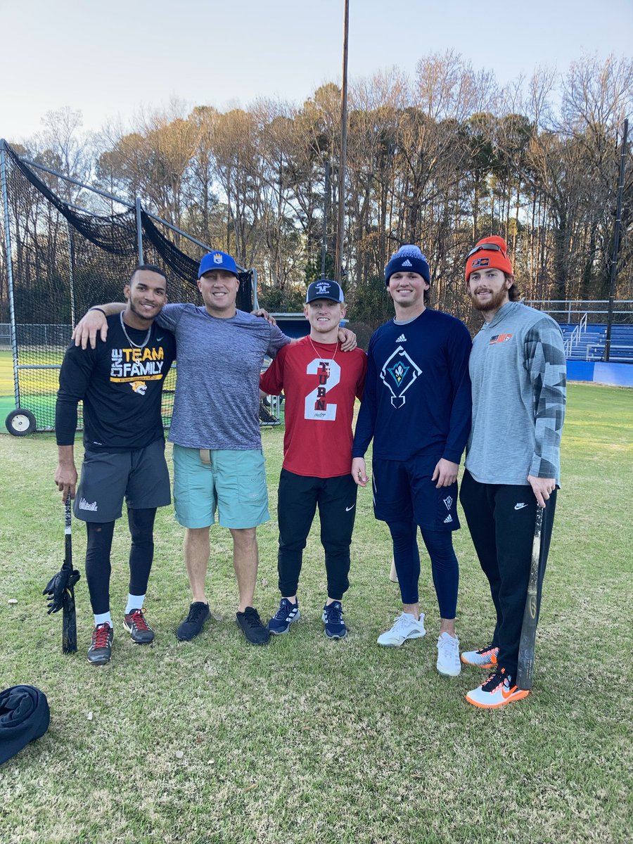 Great seeing old faces at workouts today. Malik Stephens (Bethune Cookman), Jackson Mitchell (Catawba), Brett Banks (UNCW), and Nolan McLean (Oklahoma State).