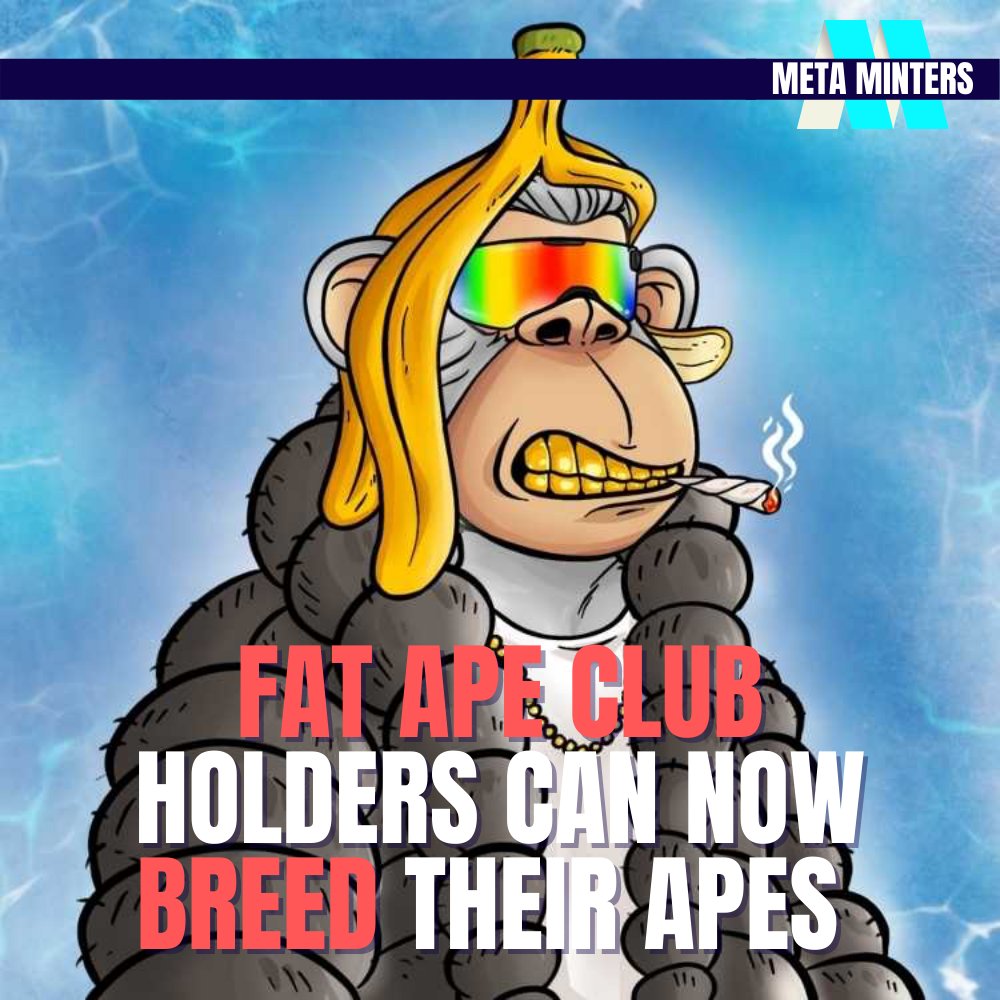 Fat Ape Club holders can now officially breed their apes

-⁠
Join our Discord Community! Link In Bio ⁠
-⁠
#nfts #nft #nftart #nftartist #nftcollector #metaminters