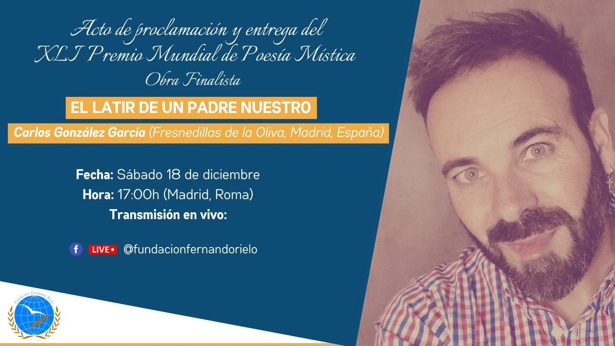 Diez obras procedentes de Argentina, Chile, Colombia, Estados Unidos, México, Panamá y España finalistas del XLI Premio Mundial Fernando Rielo de Poesía Mística.
---
#41PremioMundialPoesíaMística #poesíamística #FernandoRielo #SaveTheDate
