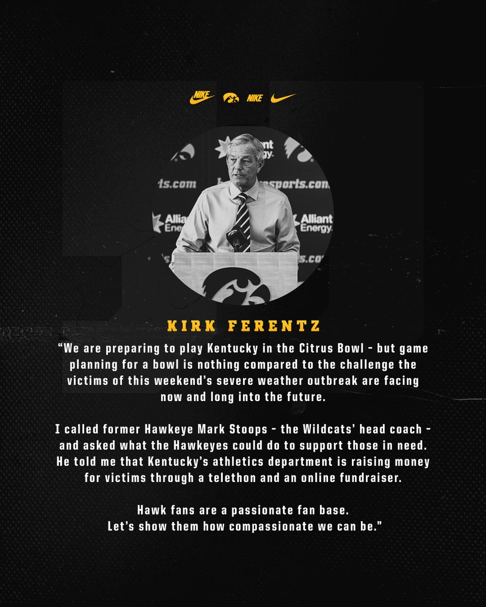 An important message from Coach Ferentz.

Donation Link ⤵️
redcross.org/donate/cm/wlex…

#Hawkeyes