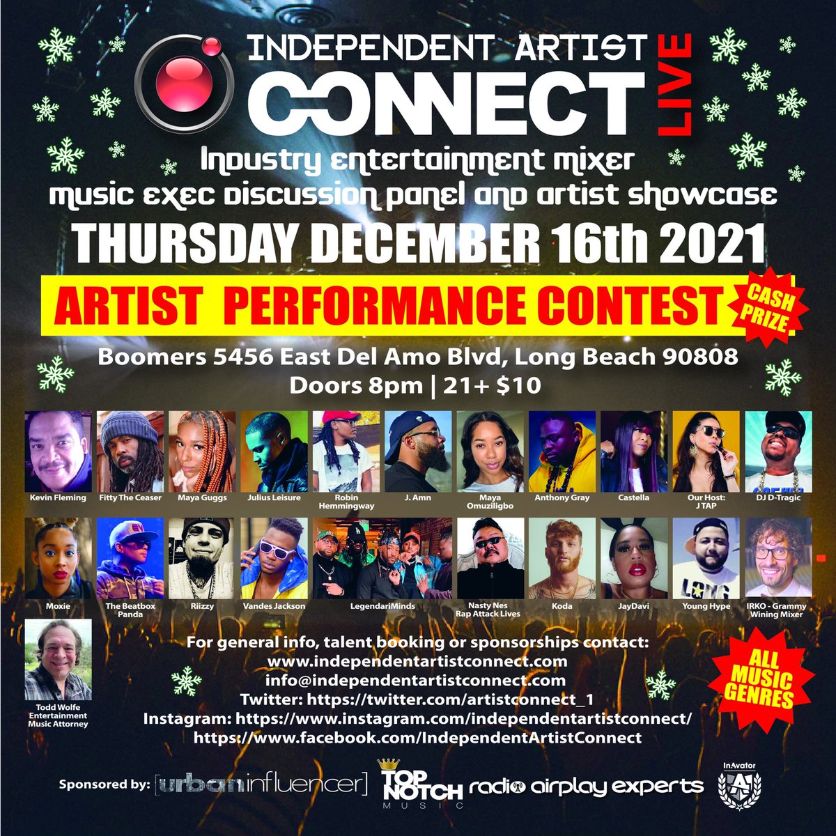 Hanging out with some legends this Thursday. 
Pull up for this music exec discussion panel and artist showcase! 

@IRKOstudiobeat will be a judge🏆
S/O @artistconnect_1 

#indie #producer #artist #radio #radiopromo #networking #mixer #showcase #contest #music