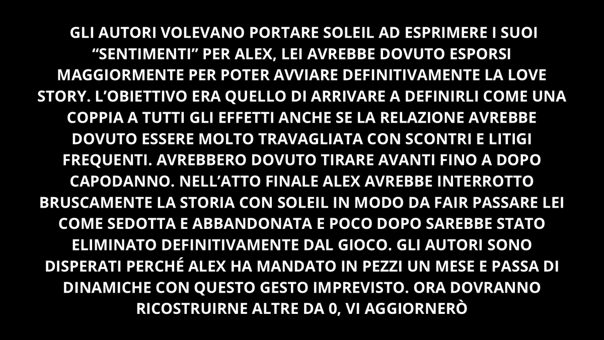 Per correttezza verso chi mi segue e si fida di me vi racconto tutto il copione dall’inizio alla fine, come vi avevo anticipato giorni fa #GFVIP