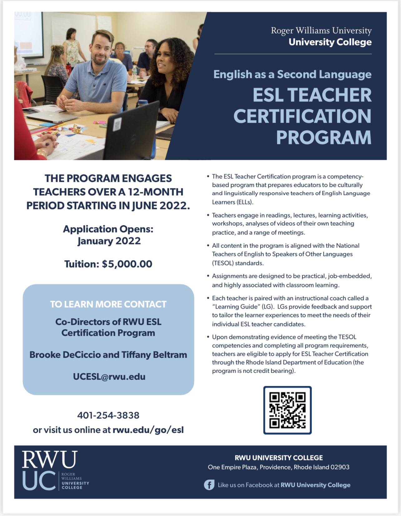 Rwu 2022 Schedule Brooke Deciccio On Twitter: "Now Enrolling 2022-2023 Cohort- Rwu Esl  Certification!! Scan The Qr Code For More Info And To Apply!  @Beltramtiffany @Gbianco_ @Rwuuc @Ridepted @Ritell_Esl  Https://T.co/K7Krdskkml" / Twitter