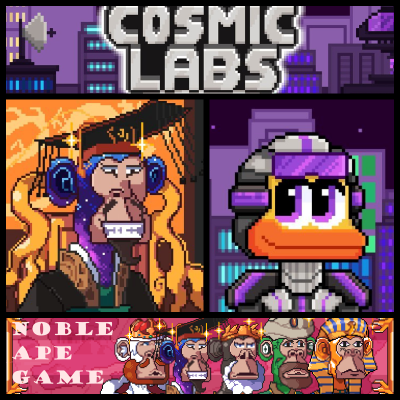 CosmicLabsNFT's tweet photo. 1 of the 6 projects we're giving access to this week

@thenobleapegame
 
Whitelist Giveaway (x5)

1.    Follow 
@cosmiclabsnft

 &amp; 
@thenobleapegame

2.    Like &amp; Retweet
3.    Tag 3 Friends 

Winners selected in 12 hours https://t.co/y9y4Uq2vjb