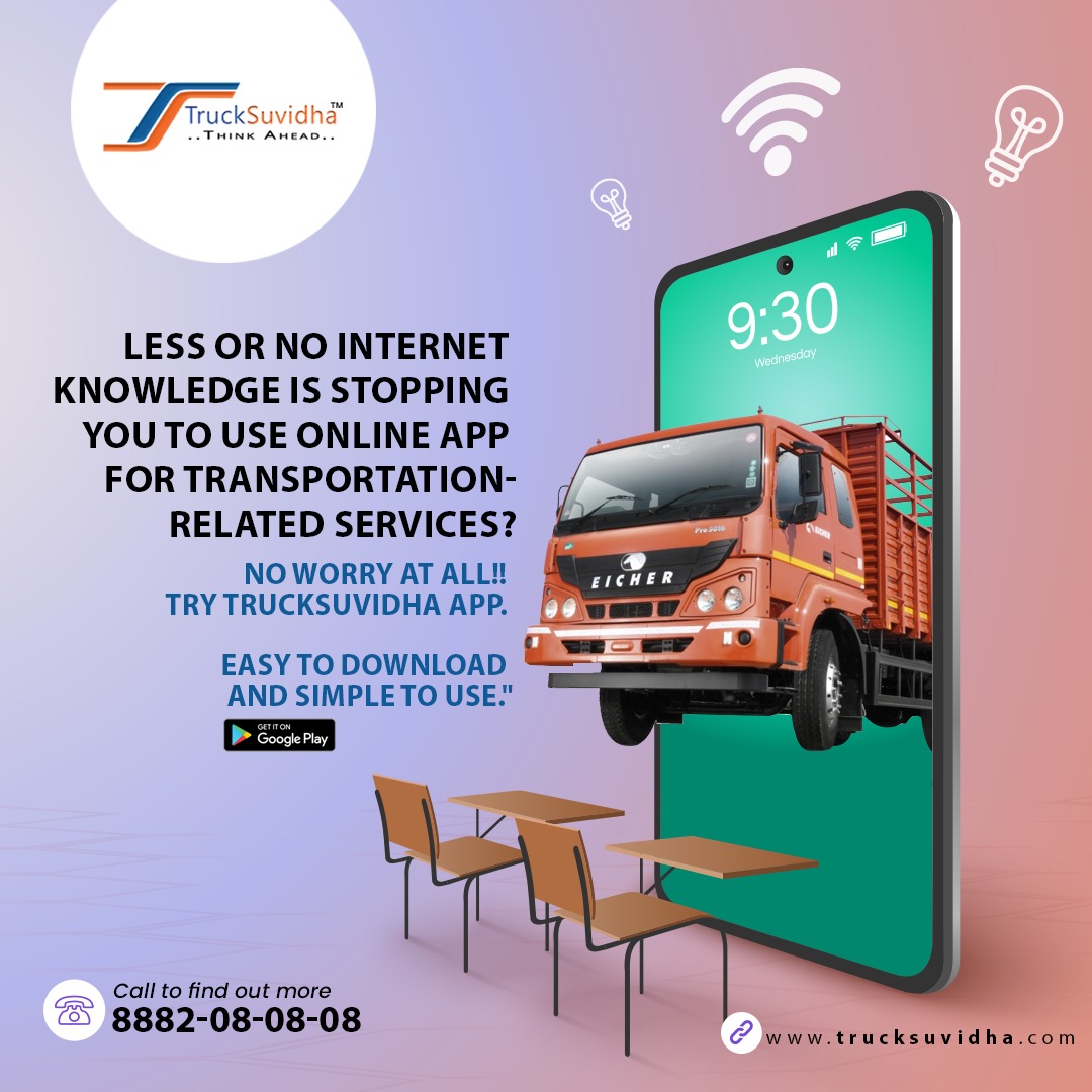 TruckSuvidha's tweet photo. Less or no Internet knowledge is stopping you to use online app for transportation-related services?
No Worry at all!!! Try TruckSuvidha App.
Easy to Download and Simple to Use!!!
App Link : https://t.co/2BkD7yNhQM
#ReturnLoad #Digitization #driversafety #onlinetruckbookingapp https://t.co/VFEJBy62BA