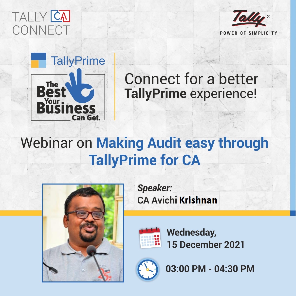 tallysolutions's tweet image. Presenting the next webinar in our weekly 🤝CA Connect series - on all you need to know about TallyPrime 2.0!

Register for the next webinar at 👉 bit.ly/tcc151221

Check out all our webinars at 👉 bit.ly/tallycaconnect

#WebinarsByTally #CAConnect #BestForBiz