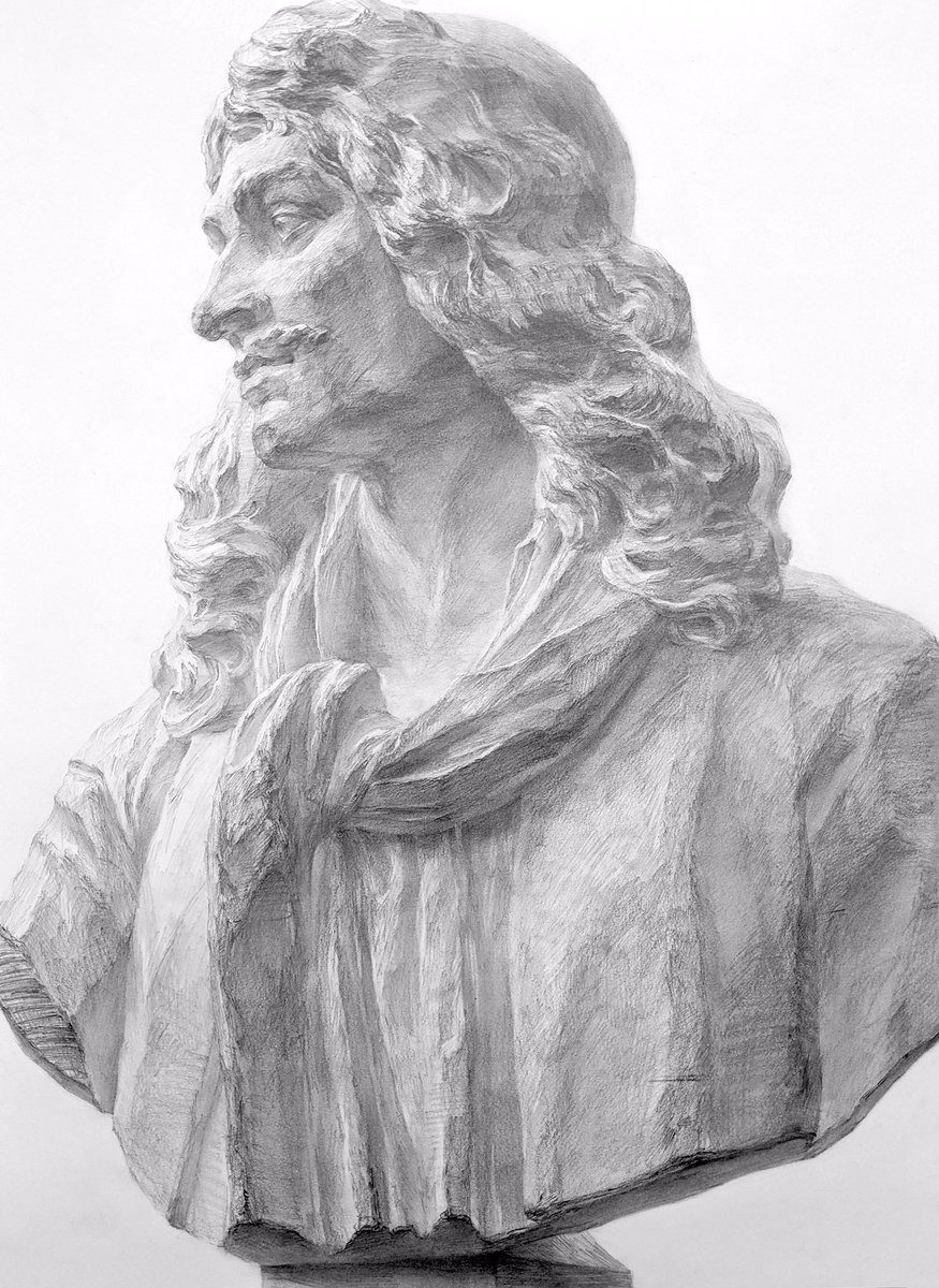 日本画です！ モリエールは布の繊細さと人間らしい顔の表情が難しい