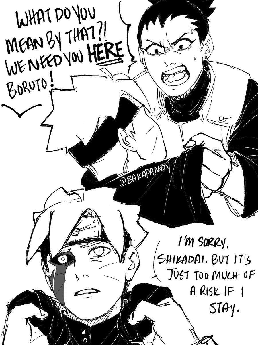 no context hypothetical boruto time-skip scenario…I just want these best friends to have a tense moment like this 