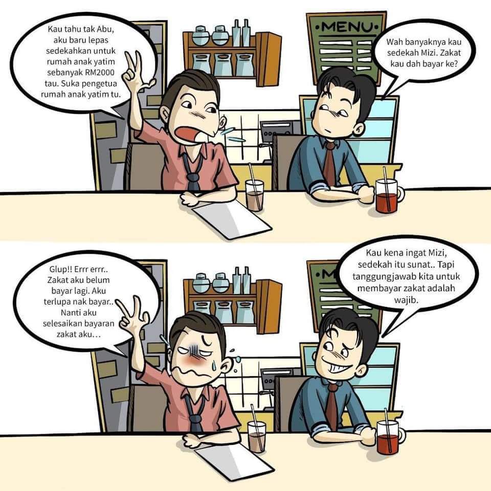 Ramai yang melebihkan sedekah berbanding berzakat kerana menganggap zakat tidak wajib. Zakat adalah diwajibkan ke atas mereka yang layak mengeluarkan zakat berdasarkan syarat-syarat tertentu yang boleh dilihat di zakat.com.my

#ArtworkByArtortoise  
#PusatPungutanZakat