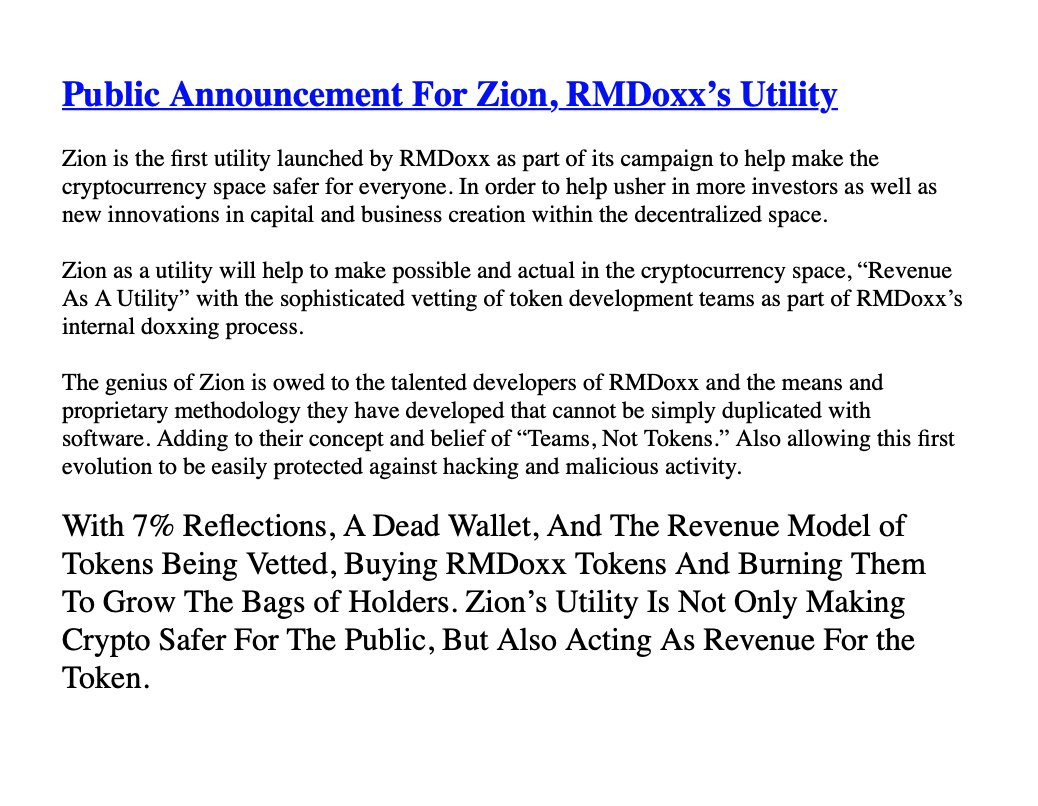 RMDoxx's tweet photo. BREAKING NEWS!!!🚨
PUBLIC ANNOUNCEMENT!!! 📈

#RevenueIsUtility #NotDoxxedDontBuy #ZionIsHere #RMDOXX #ABugIsARug #RugPullRisk #AvoidRugBurn https://t.co/7JmarxuUxs
