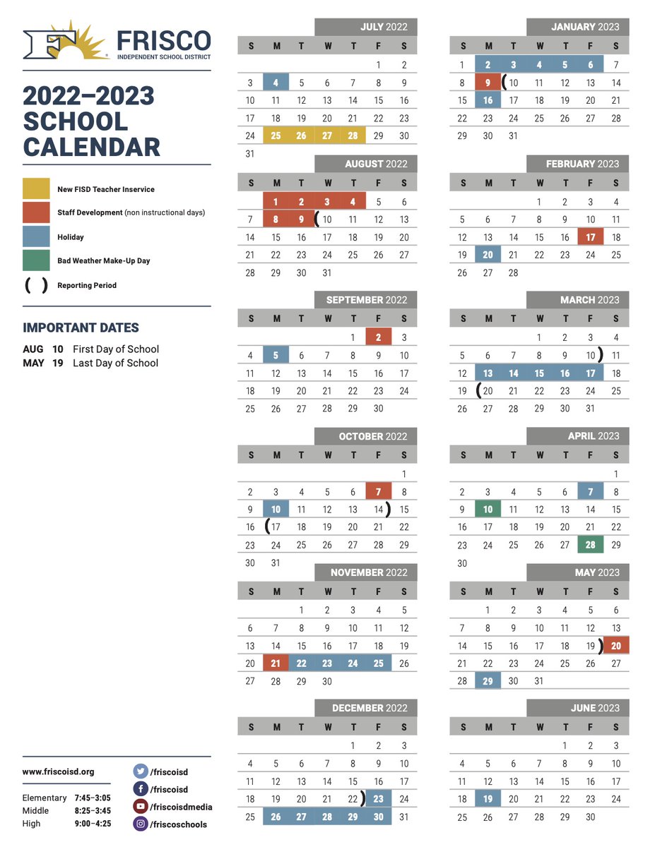 Frisco Isd Calendar 2022 Frisco Isd On Twitter: "The Frisco Isd Academic Calendar Has Been Approved  For The 2022-23 School Year. Check Out Https://T.co/Jlvoekeccp For An  Overview Of The Calendar. Https://T.co/C8Gs8Lflru" / Twitter