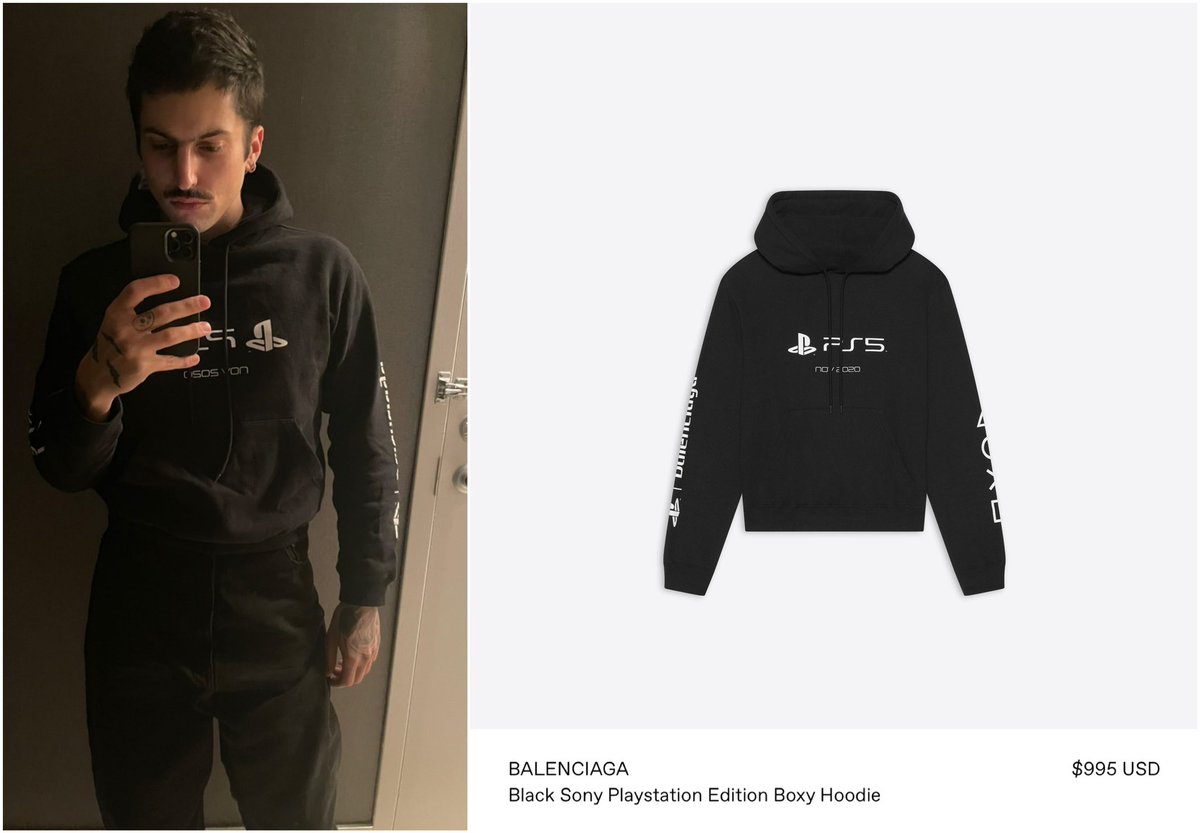 GrassiFashion's tweet photo. @mitchgrassi  is wearing a @balenciaga limited edition PlayStation hoodie in his latest Instagram story. https://t.co/pUCs3Agcf8