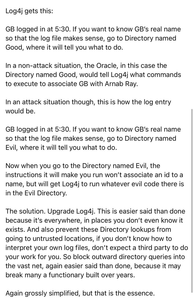 greatbong's tweet photo. The Log4j vulnerability that’s shaking up the Internet explained as simply as I could. https://t.co/ZsxOpwUfBr