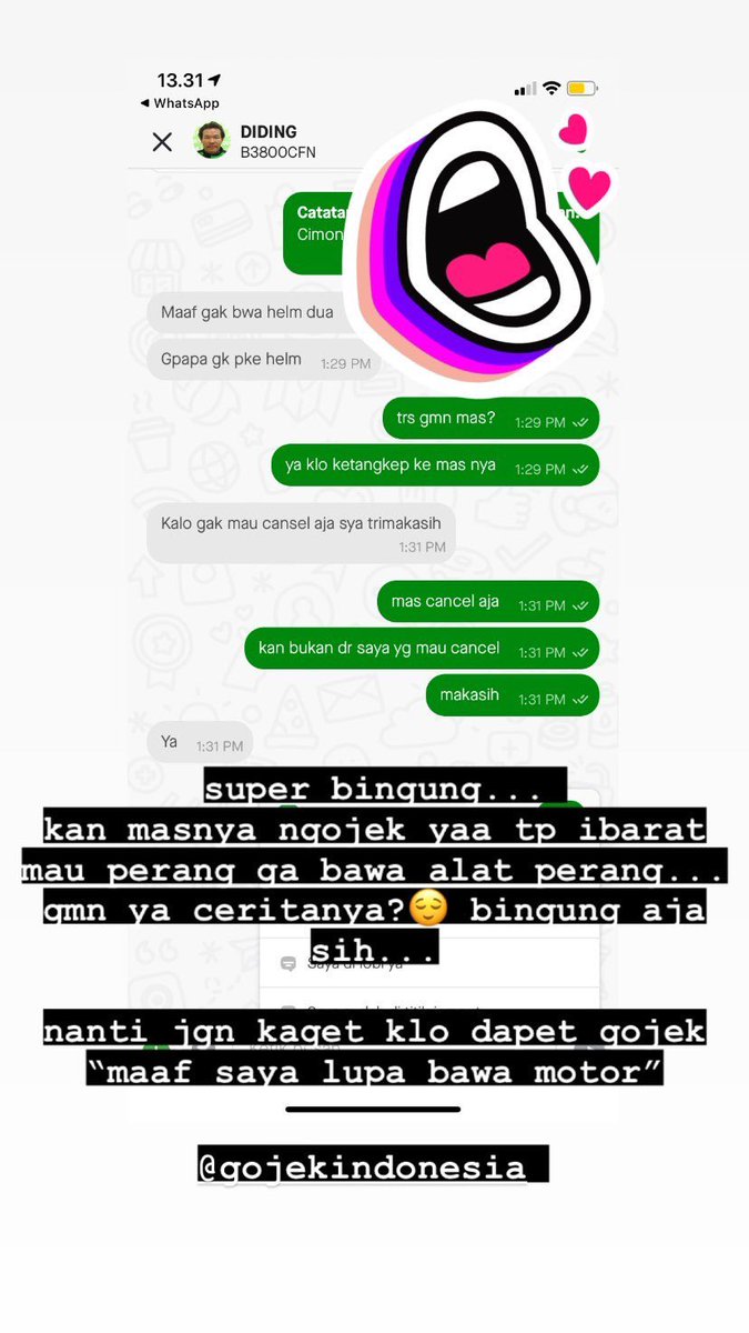 windyndyy's tweet photo. semoga abang @gojekindonesia semakin melengkapi standart buat membawa penumpang ya🙂 #gojekgakbawahelm #gojeknawaringakpakehelm https://t.co/tdsa09gibg