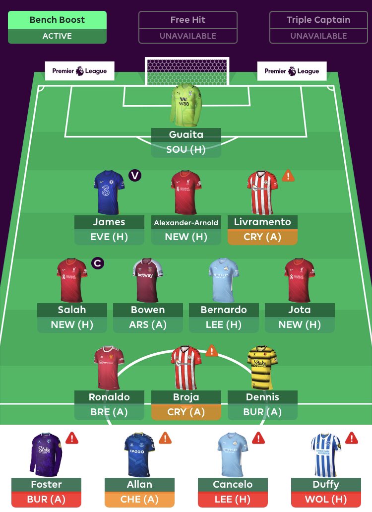 robbyefe's tweet image. FPL GW17 - who’s with me!?
I’m actually thinking of rolling the transfer 😳🤷🏼‍♂️
#fpl #GW17 #benchboost