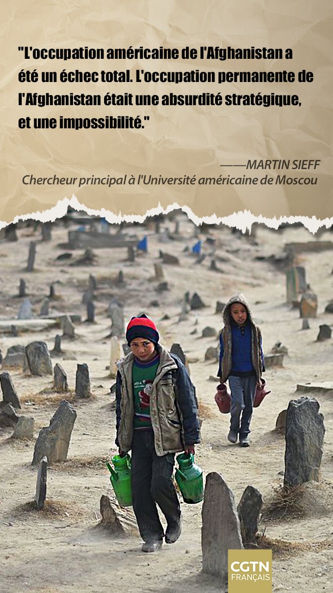 CGTNFrancais's tweet photo. "L'occupation de l'Afghanistan par les Etats-Unis a été un échec total." #WhoDefinesDemocracy #WholeProcessDemocracy https://t.co/q9ffsDIfwZ
