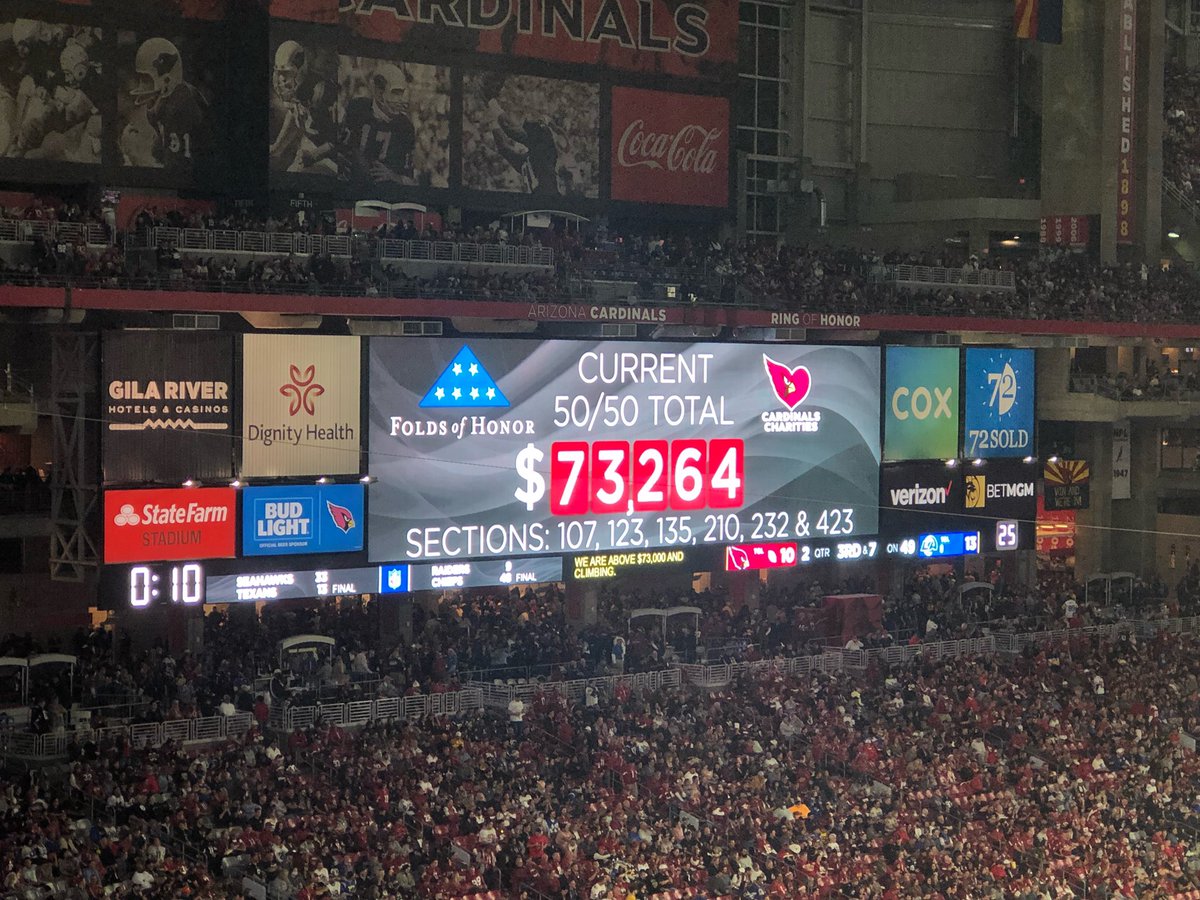 Loving Monday night football! Got this from a friend at game. So blessed to watch the Folds ministry spreading! #nfl #foldsofhonor #budweiser