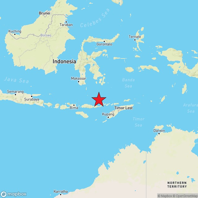 RedGeoChile's tweet photo. INTERNACIONAL - PRELIMINAR ⚠️| Sismo de magnitud 7.6 (Mi) ocurrió a las 00:20:26 (hora chilena) de hoy, martes 14 de diciembre del 2021, a 95 kilómetros al norte de #Maumere, #Indonesia, y a una profundidad de 75.9 kilómetros. (Fuente: #USGS) 

🔴 Posible tsunami local. https://t.co/pXHABaZSie