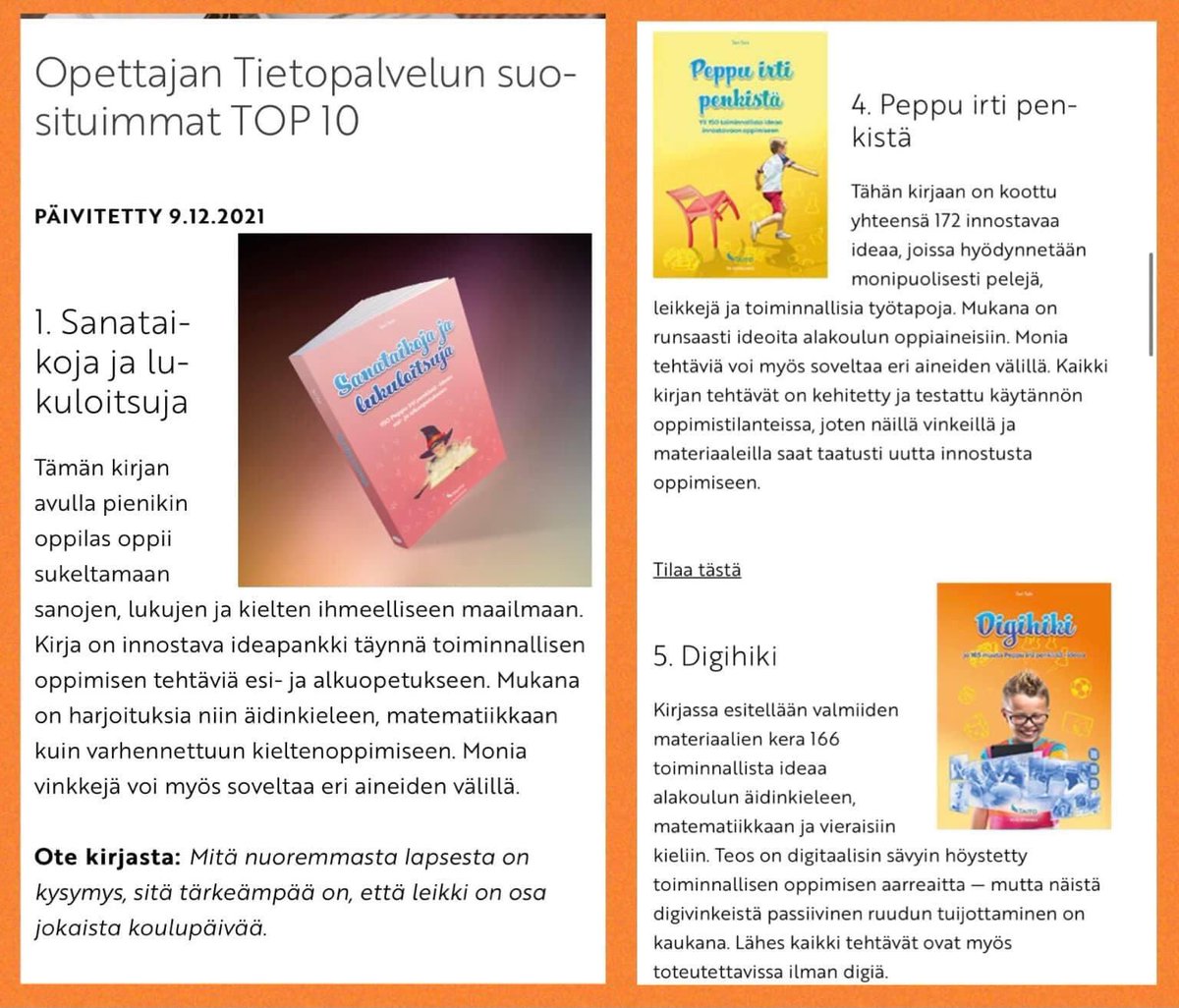 SariS0000's tweet photo. Ihan mieletöntä, hämmentävää, uskomatonta ja ihanaa❣️
Edelleen Sanataikoja ja lukuloitsuja on ykkösenä ja nuo minun vanhemmat ”lapsenikin” vielä kympin kärjessä💛🧡💖
Voit tilata kirjan lahjaksi edullisemmin linkkini kautta. 
https://t.co/aDVBzCVVEv

#liikkuvakoulu #koulu #opetus https://t.co/vv8j3gfAw8