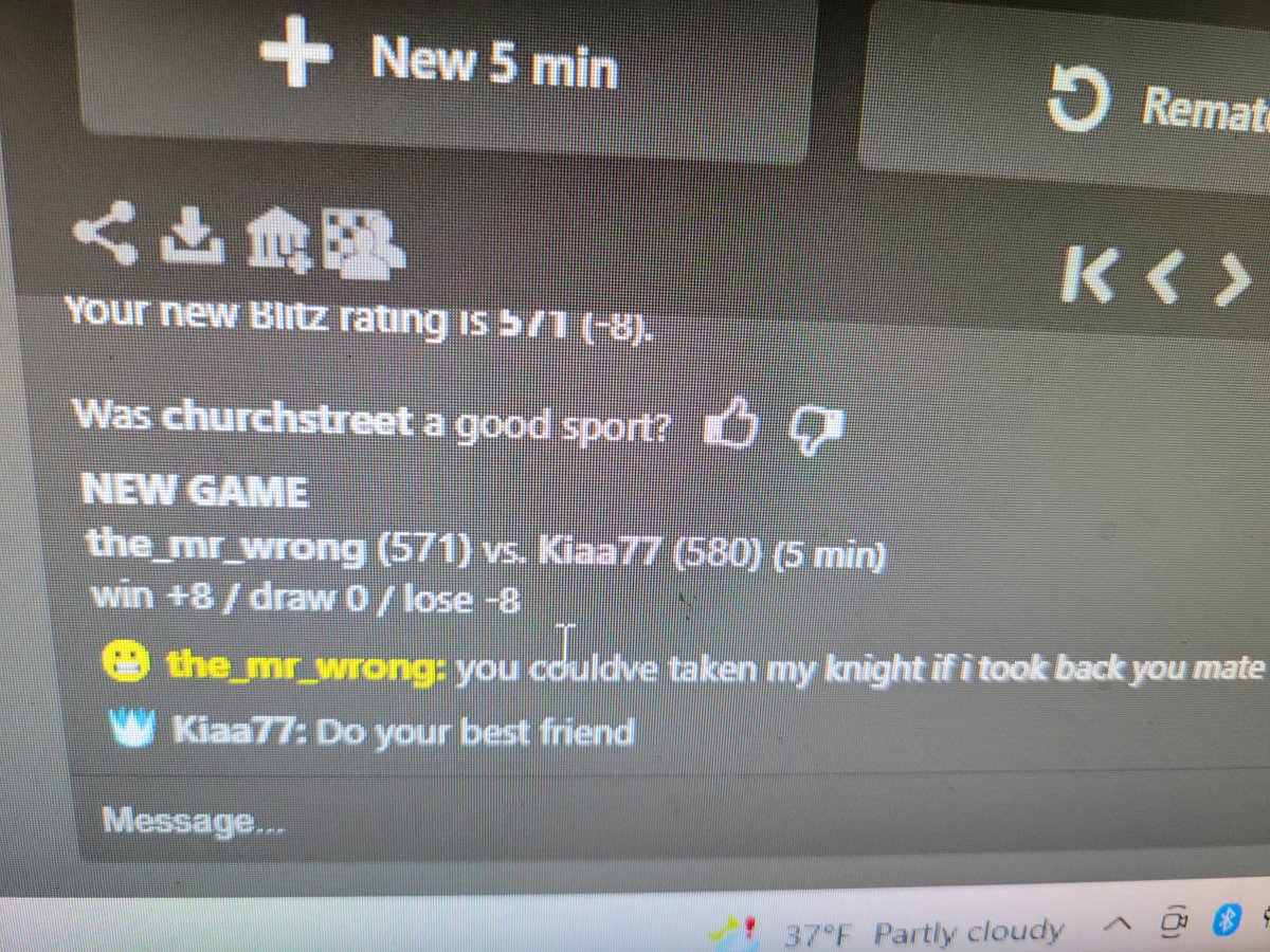 TheMrNotRight's tweet photo. Had a nice interaction from someone from French Canada during a blitz game https://t.co/hUBsSJ8Z6F
