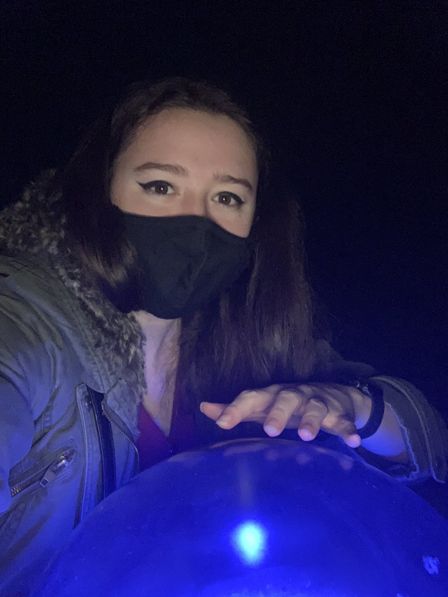 carolineapel's tweet photo. Sorry babe, the mask stays on while pondering the orb. https://t.co/gJOgmzaMCc