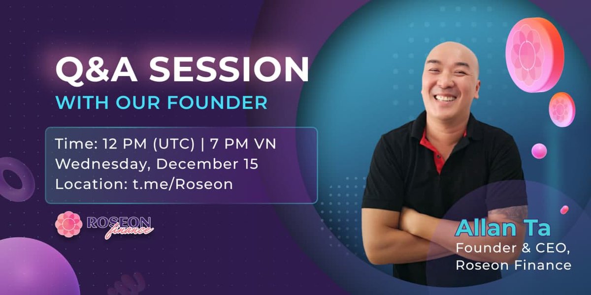 RoseonExchange's tweet photo. Will our CEO - @allan_ta be a 🎅 and bring us ✨🎁✨ before Christmas? Join Roseon's monthly Q&amp;A to know!

📅: December 15, 2021
⏰: 12:00 PM UTC
📍: https://t.co/o6Og2AgeFD

#RoseonFinance #RoseonPad #CeFi #GameFi https://t.co/Gkb49W45SB