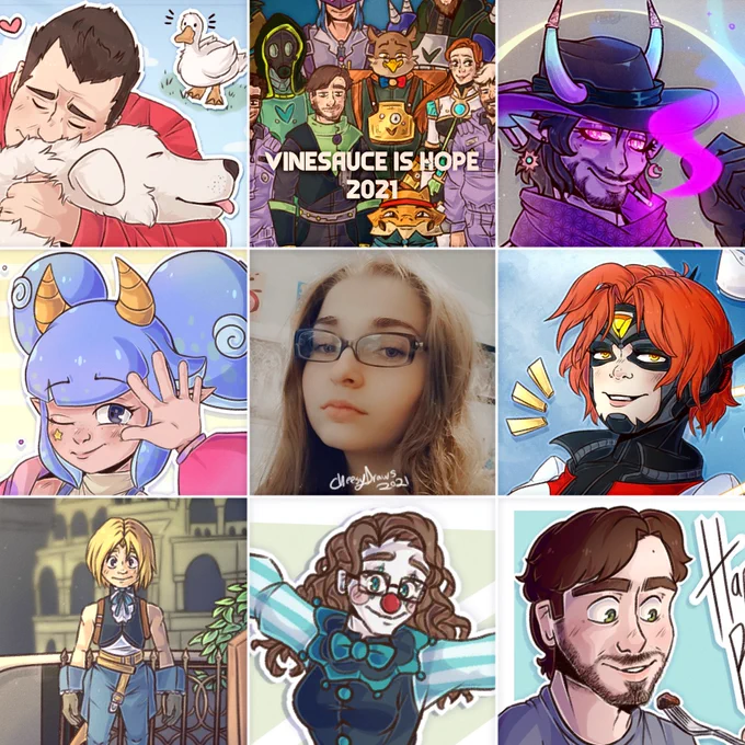 This year was pretty shit in a lot of regards but also ok. I got into GoldShaw Farm videos, helped with VIH, be in ArtFight, made art for folks who inspire me, meet some cool people, realize FF9 is one of my fav games, be myself (a clown), and make Vinesauce art.
#artvsartist2021 