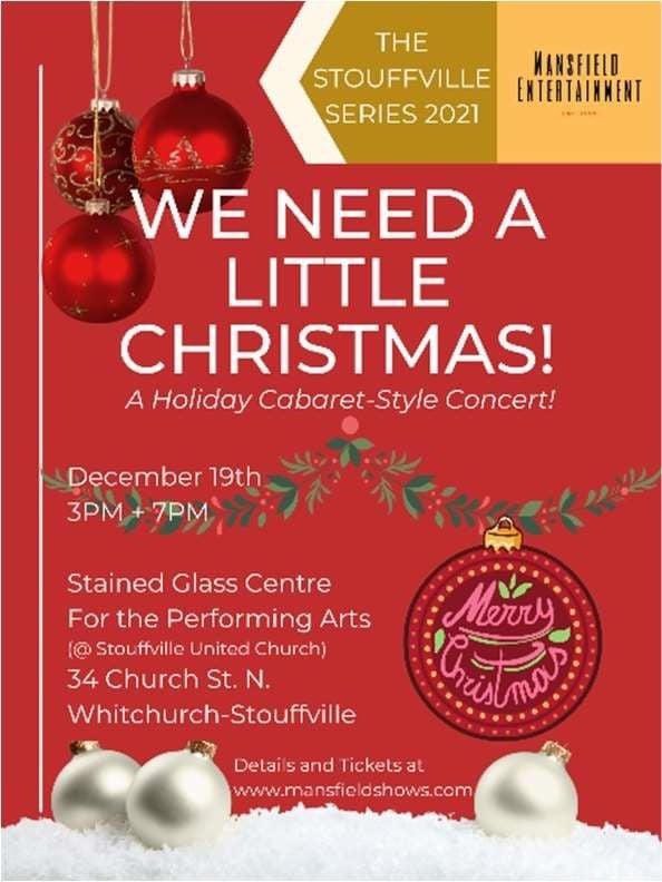 SGC_PA's tweet photo. "We Need A Little Christmas". Benefit Concert - December 19th for Stouffville United Church's renovation projects!  We are hoping to start by adding a larger, one level stage.  
Tickets for the Christmas show on sale https://t.co/XcURX8waj6 #stainedglasscentre_pa #stouffvilleuc https://t.co/DEG6Bik5Zw