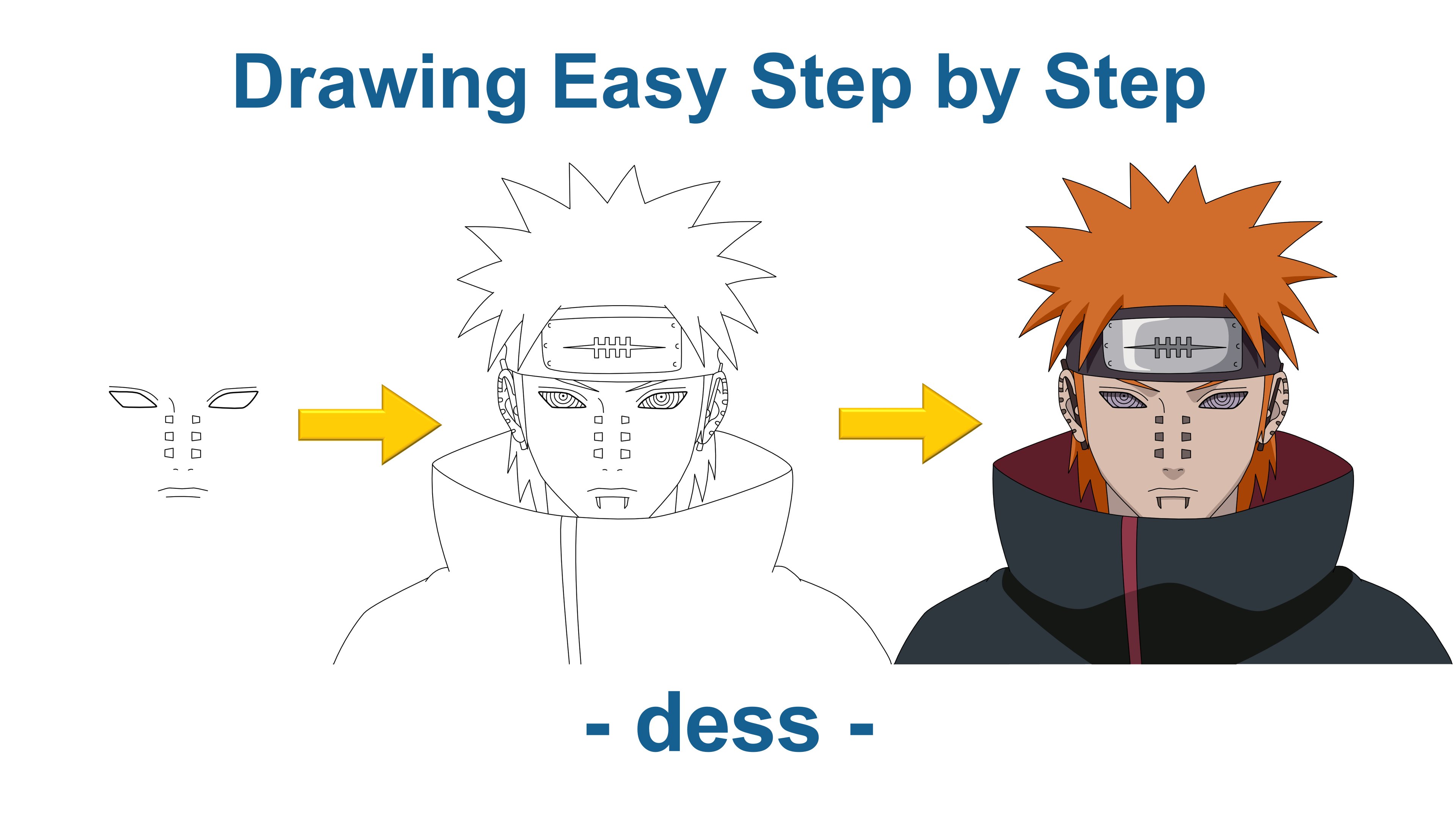 Drawing Easy Step by Step on X: Pain Yahiko - Drawing Easy Step by Step  Video:  Drawing No. 10 of the First  #NarutoChallenge. A #Naruto character will be drawn each week