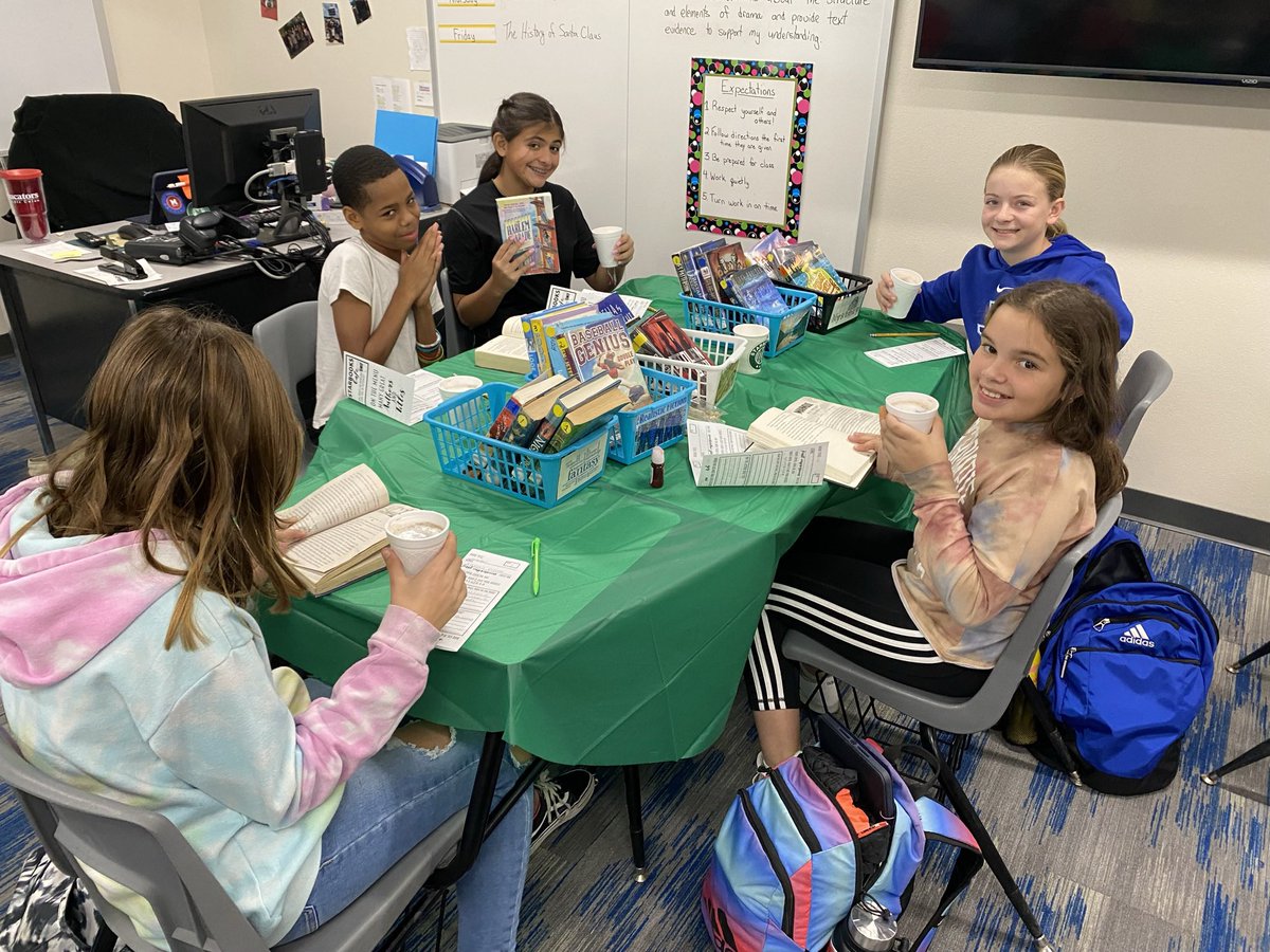 WGILibrarian's tweet photo. Despite all of the crazy construction malfunctions today, we had a great time at our annual StarBOOKs where students enjoyed hot chocolate with our genre book tasting 📚☕️@woodgatemisd @MeloraRoach #WGIlibrary #itsgreat2bwoodgate https://t.co/Fucwz2jWCj