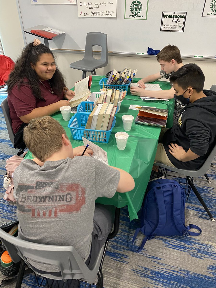 WGILibrarian's tweet photo. Despite all of the crazy construction malfunctions today, we had a great time at our annual StarBOOKs where students enjoyed hot chocolate with our genre book tasting 📚☕️@woodgatemisd @MeloraRoach #WGIlibrary #itsgreat2bwoodgate https://t.co/Fucwz2jWCj
