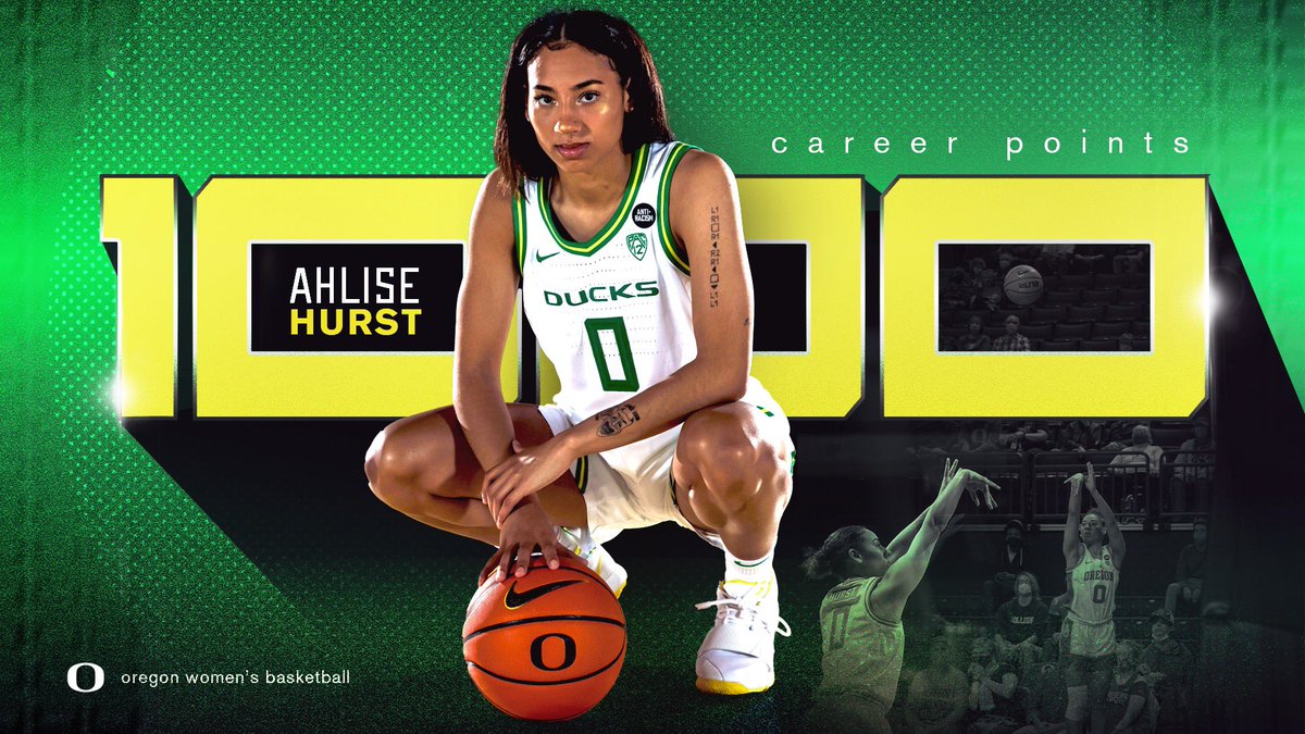 OregonWBB's tweet photo. Big-time career milestone 👊

Congrats to @HurstAhlise on reaching 1,000 career points! #GoDucks https://t.co/LV2hAlcw5F