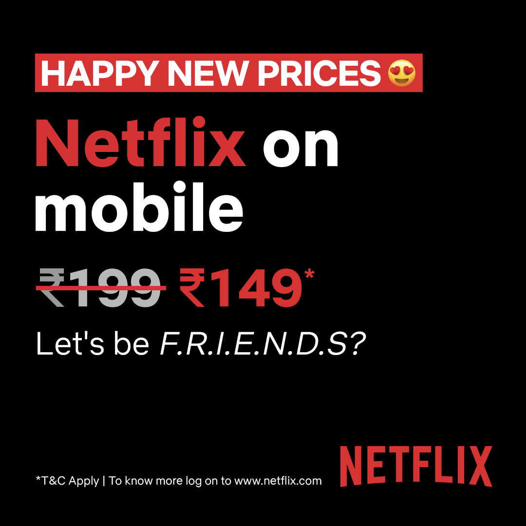 NetflixIndia's tweet photo. It's happening! Everybody stay calm! 😱

In case you missed it, you can now watch Netflix on any device at #HappyNewPrices. https://t.co/My772r9ZIJ