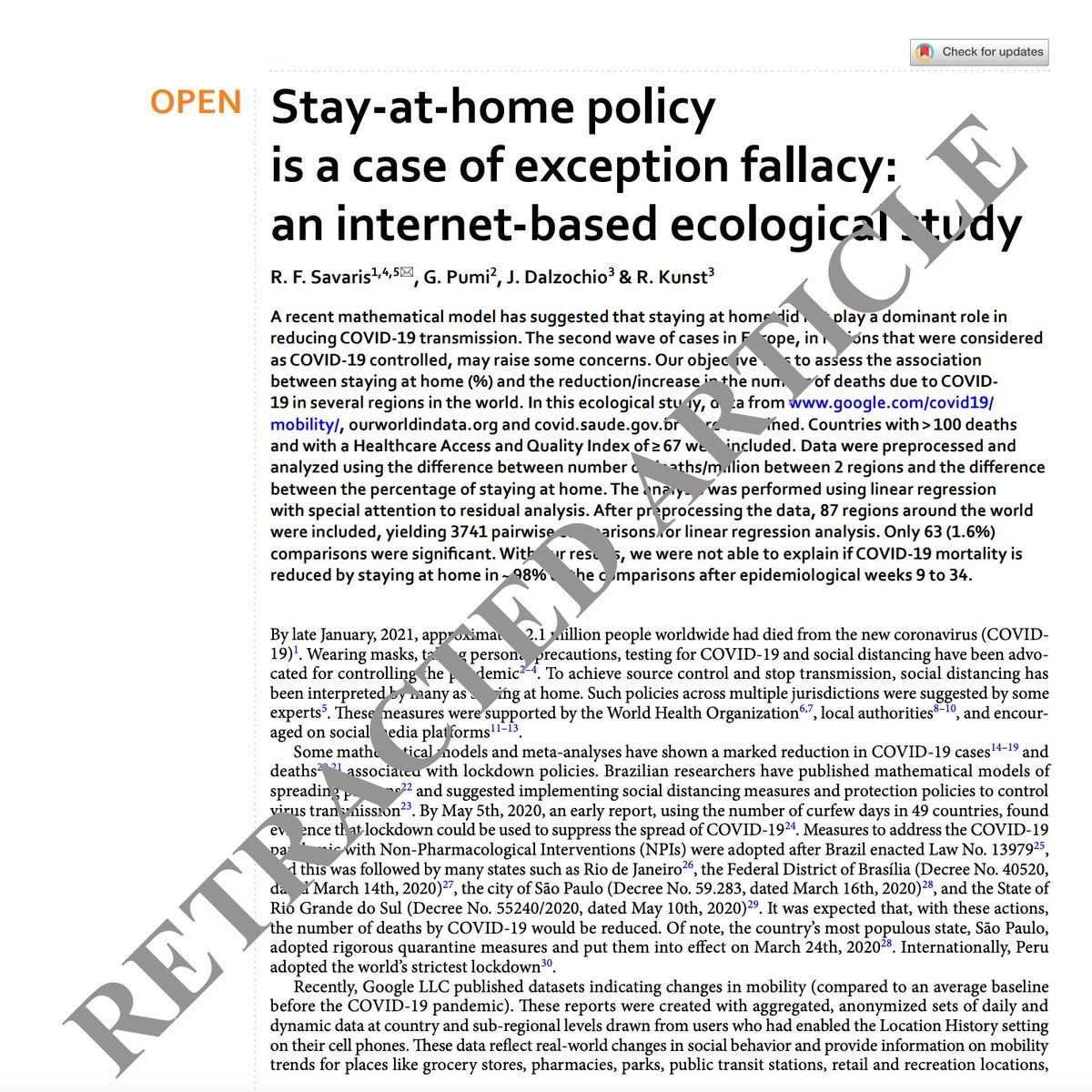 Paper claiming a lack of evidence COVID-19 lockdowns work is retracted retractionwatch.com/2021/12/13/pap…