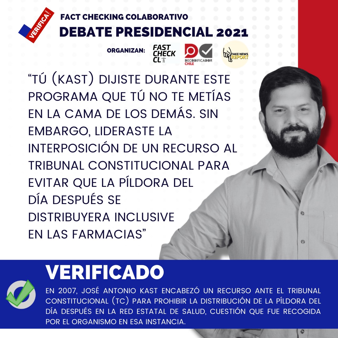 fastcheckcl's tweet photo. En 2007, Kast encabezó un recurso ante el Tribunal Constitucional (TC) para prohibir la distribución de la píldora del día después en la red estatal de salud, cuestión que fue recogida por el organismo en esa instancia. https://t.co/xkL0dEIqNO 
#VerificaChile #DebateAnatel https://t.co/4GCvTFwU60