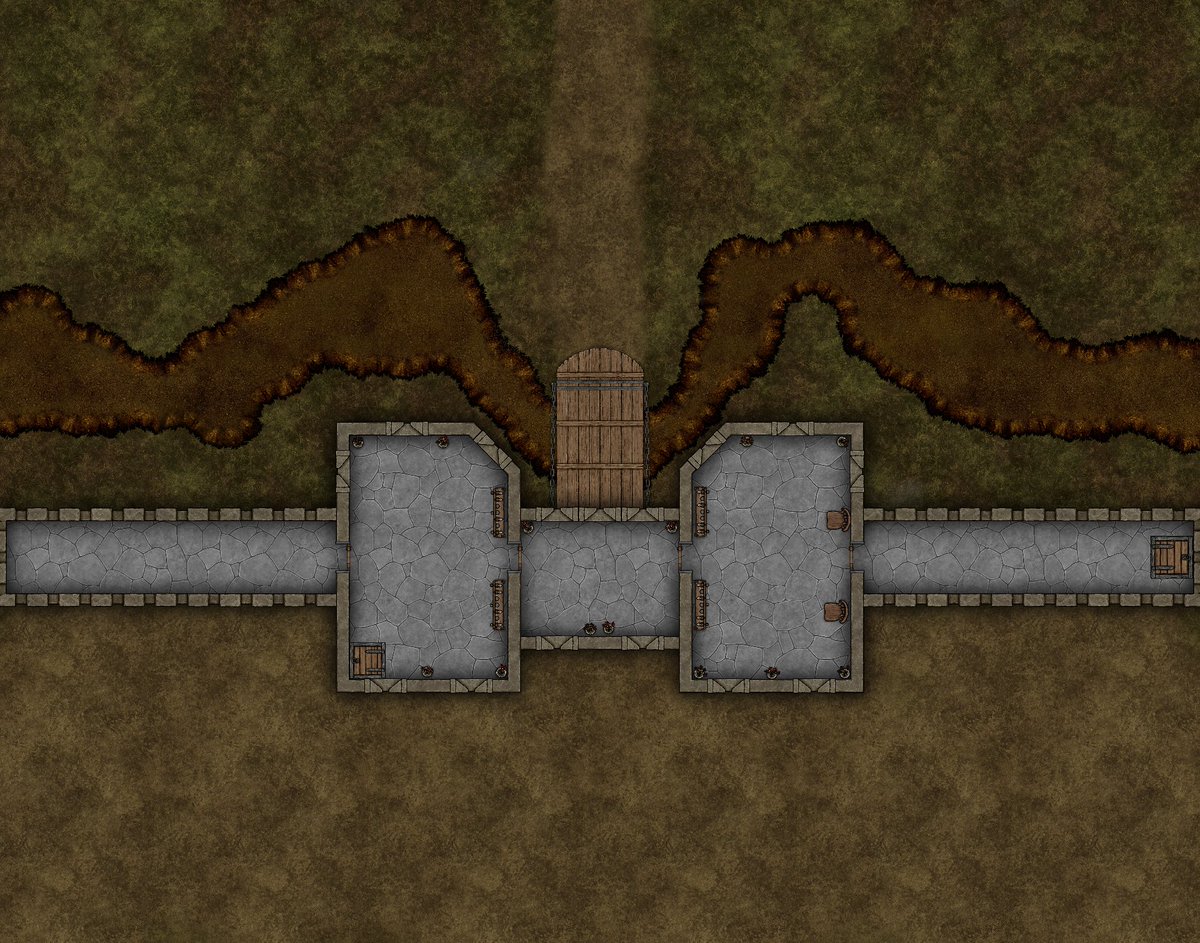 A small gatehouse that could be part of a larger structure (or not). 70ppi and 256ppi versions are available for free on my Patreon. #dnd #maps #ttrpg #ttrpgfamily #ttrpgsolidarity
