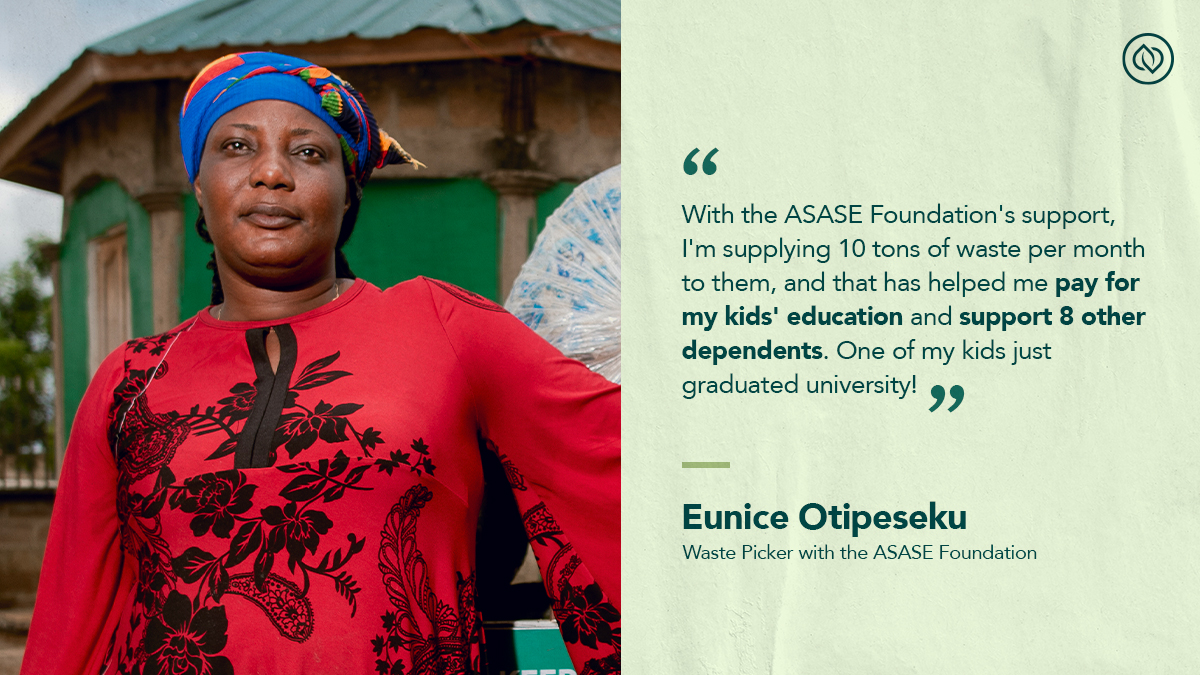 EndPlasticWaste's tweet photo. As of October 2021, our project with @Asasefoundation Closing the Loop, has created over 150 new employment opportunities in the recycling sector for Ghanaians like Eunice Otipeseku!
Learn more about our projects here: https://t.co/BrHk936kRa
#EndPlasticWaste #Commit2Action https://t.co/zbUOcIBV1o