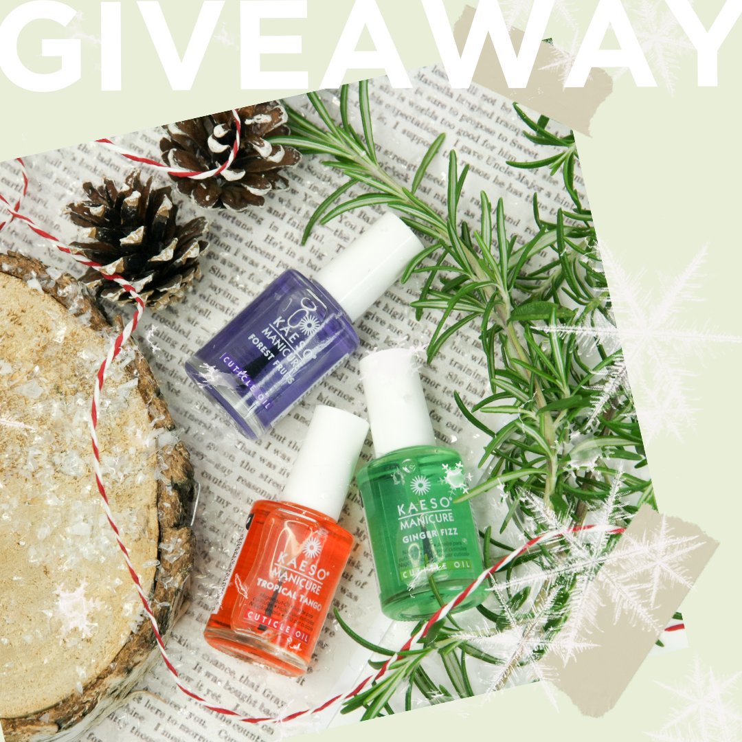 KaesoBeauty's tweet photo. GIVEAWAY GIVEAWAY GIVEAWAY ✨⁠
⁠
The 2nd giveaway of our Christmas countdown!
⁠
Next up we are giving 5 followers the chance to win our Scentsational Cuticle Oil collection in Ginger Fizz, Tropical Tango &amp; Forest Fruits.
⁠
Retweet to enter! Ends Xmas Eve 🎄 https://t.co/BY3EiwyNMH
