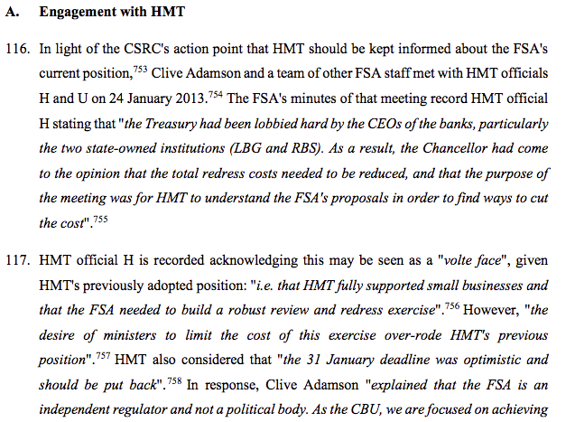 Ian_Fraser's tweet photo. Reading Swift review.
Smoking gun — it was former chancellor George Osborne who insisted on moving the goalposts of the FCA's redress scheme, ensuring that ⅓ of eligible firms (to which banks had missold IRHPs crippling their businesses) were excluded and denied compensation https://t.co/c6cmG4E0mv