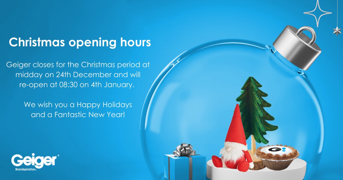 Our Christmas opening hours 🎅

#Geigercares #Christmas #christmasiscoming
