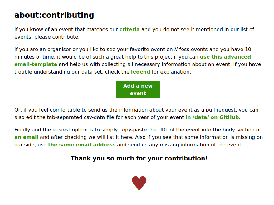 Late but not too late: We finally started the most comprehensive collection of FOSS events happening in Europe and online in 2022 \°/

foss.events/2022/

Are you an organiser or you miss your most favorite event? Use our "add a new event" button and help us grow the list!