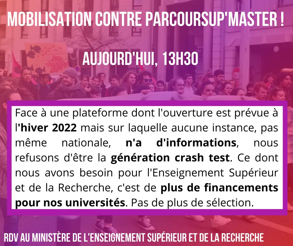 SAParis1_'s tweet photo. #NonALaSelection #ParcoursupMaster #StopSélection #EtudiantSansMaster https://t.co/wuLu0VCpMM